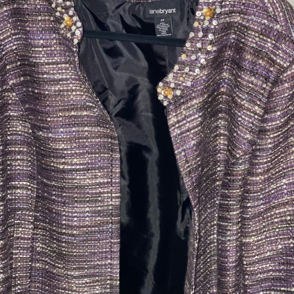Lane Bryant Beaded Collar Jacket Woman’s Size 28 Zipper